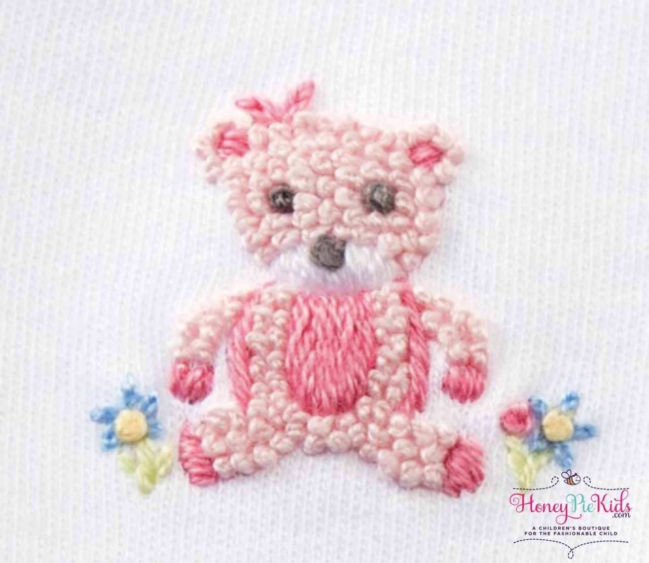 Mudpie Infant Girls French Knot Pink Bear 2 Piece Kimono Set | HONEYPIEKIDS 