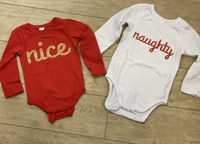 Naughty or Nice Long Sleeve Infant Onesie | HONEYPIEKIDS | Kids Boutique Clothing