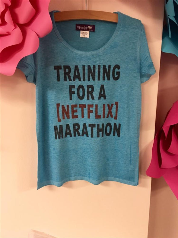 Girls Training For a Netflix Marathon t shirt | HONEYPIEKIDS | Kids Boutique Clothing