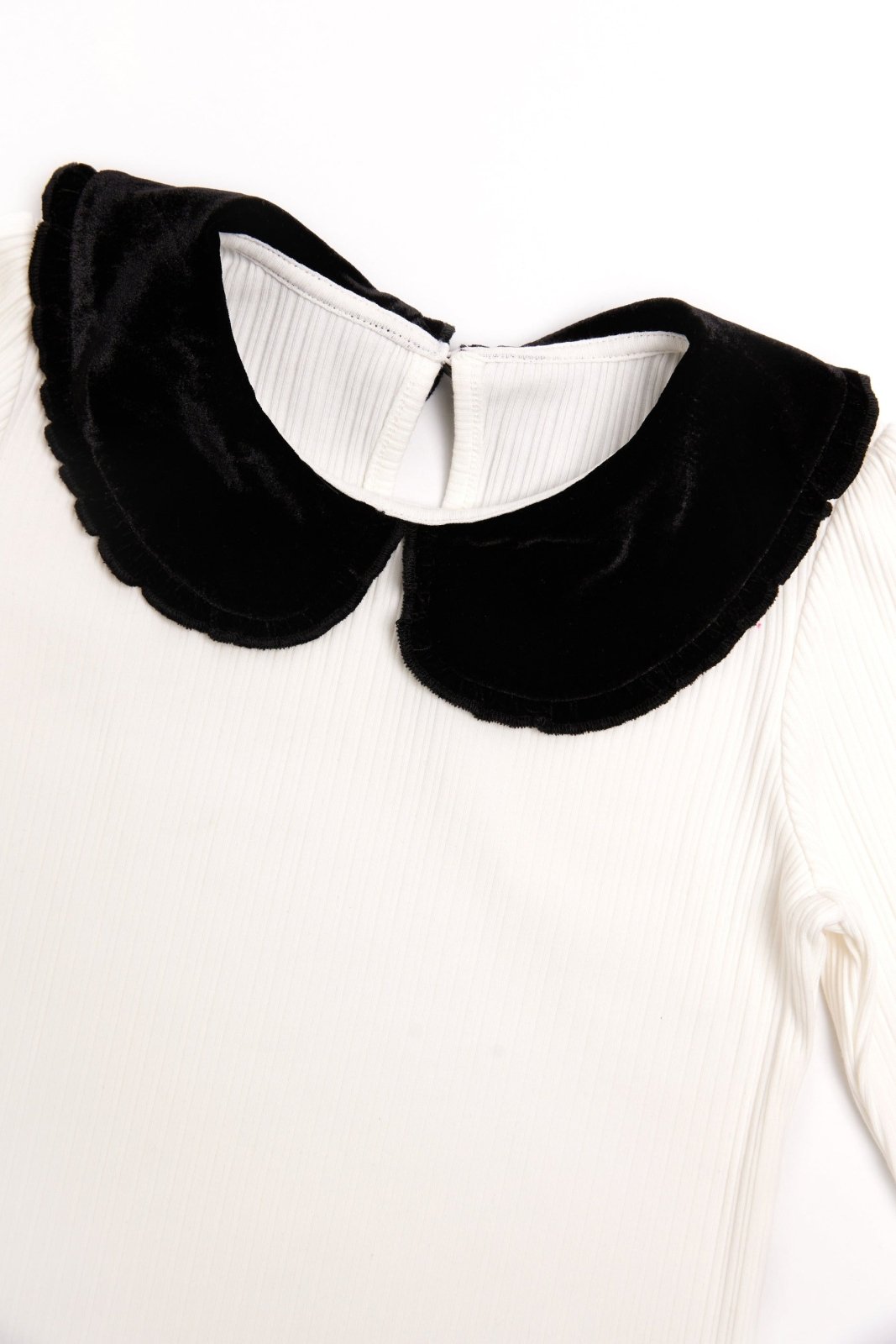 Nicole Miller Girls White and Black Velvet Collar Top | HONEYPIEKIDS 