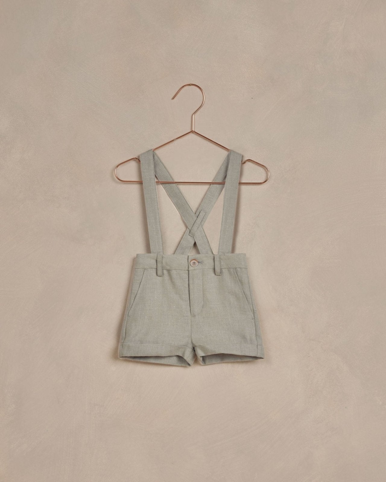 Noralee Baby Boys Suspender Shorts in Sage | HONEYPIEKIDS