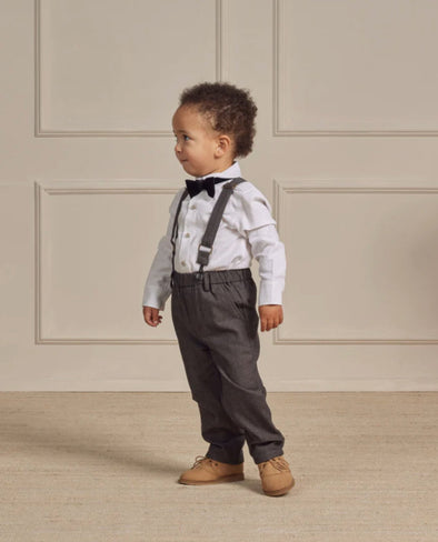 HONEYPIEKIDS | NoraLee Boys Baby & Toddler Heathered Black Suspender Pants
