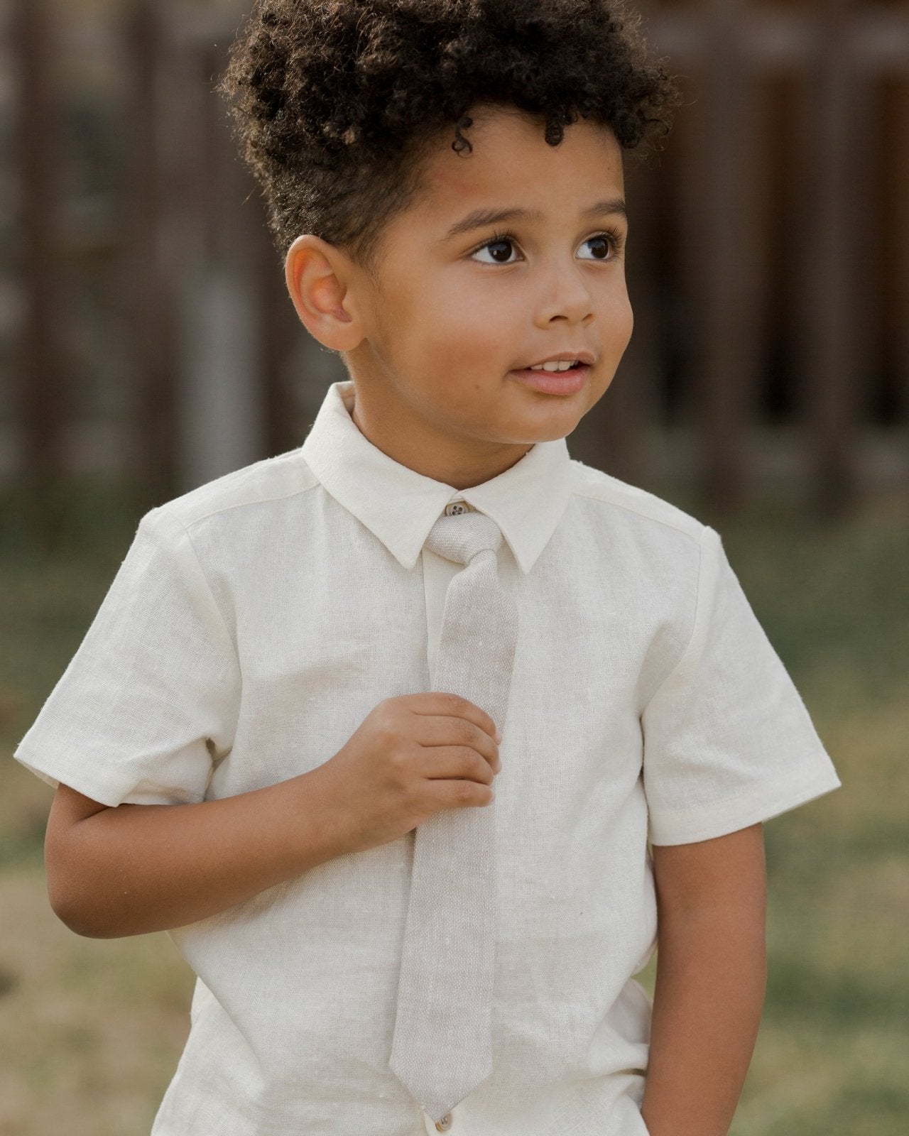 NoraLee Boys Skinny Tie In Linen Color | HONEYPIEKIDS 