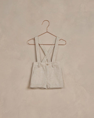 NoraLee Boys Suspender Shorts In Linen Color | HONEYPIEKIDS.COM