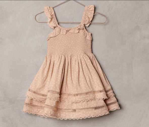 NoraLee Girls Birdie Dress In Apricot Dot | HONEYPIEKIDS | Kids Boutique Clothing