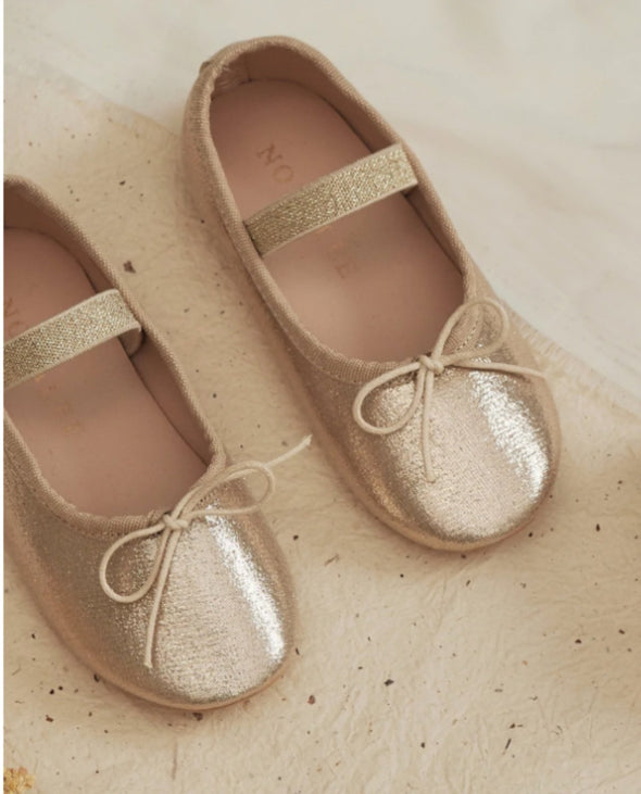 NoraLee Girls Gold Metallic Clara Ballet Flats Shoes | HONEYPIEKIDS | Kids Boutique Shoes