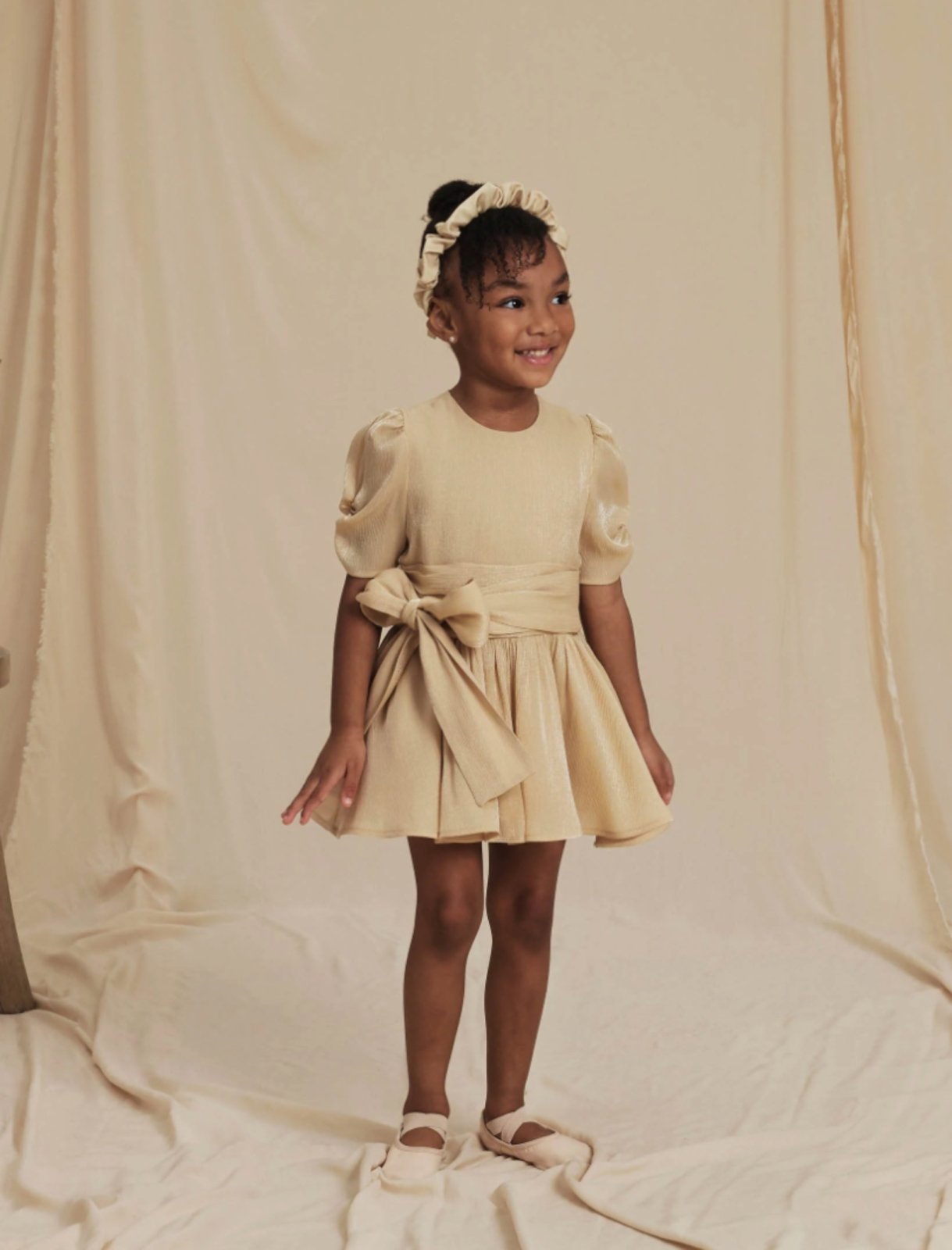 NoraLee Josephine Dress in Metallic Champagne | HONEYPIEKIDS 