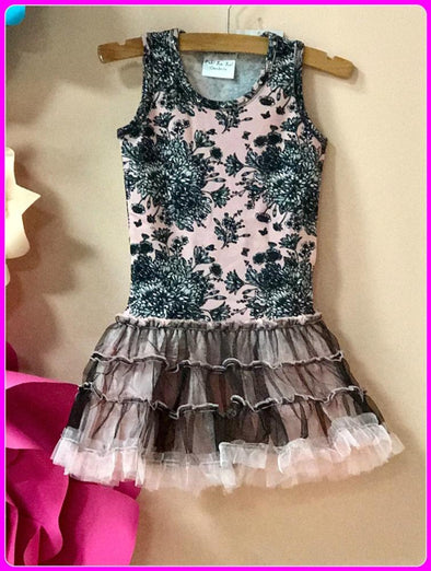 Ooh La La Couture Pink and Black Toile Poufy Dress | HONEYPIEKIDS | Kids Boutique Clothing