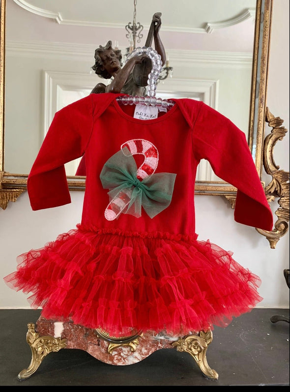 Ooh! La, La! Couture Baby Girls Candy Cane Onesie Tutu Dress | HONEYPIEKIDS | Kids Boutique Clothing