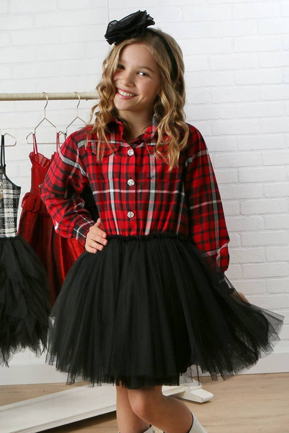 Ooh! La, La! Couture Baby to Youth Girls ALIX Ruby Plaid Tutu Dress | HONEYPIEKIDS | Kids Boutique Clothing