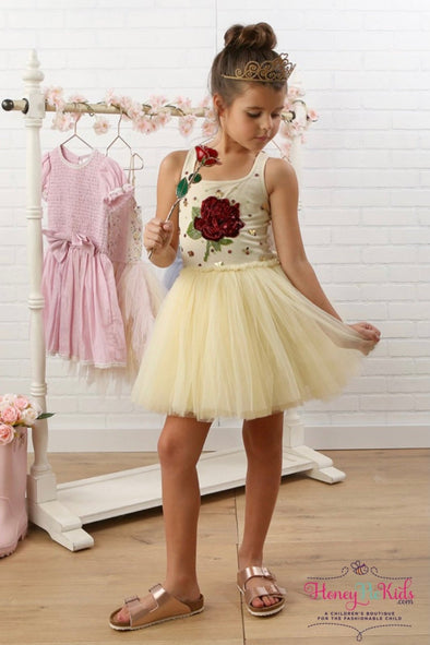 Ooh La La Couture Baby to Youth Girls Yellow BELLE Tutu Dress | HONEYPIEKIDS | Kids Boutique