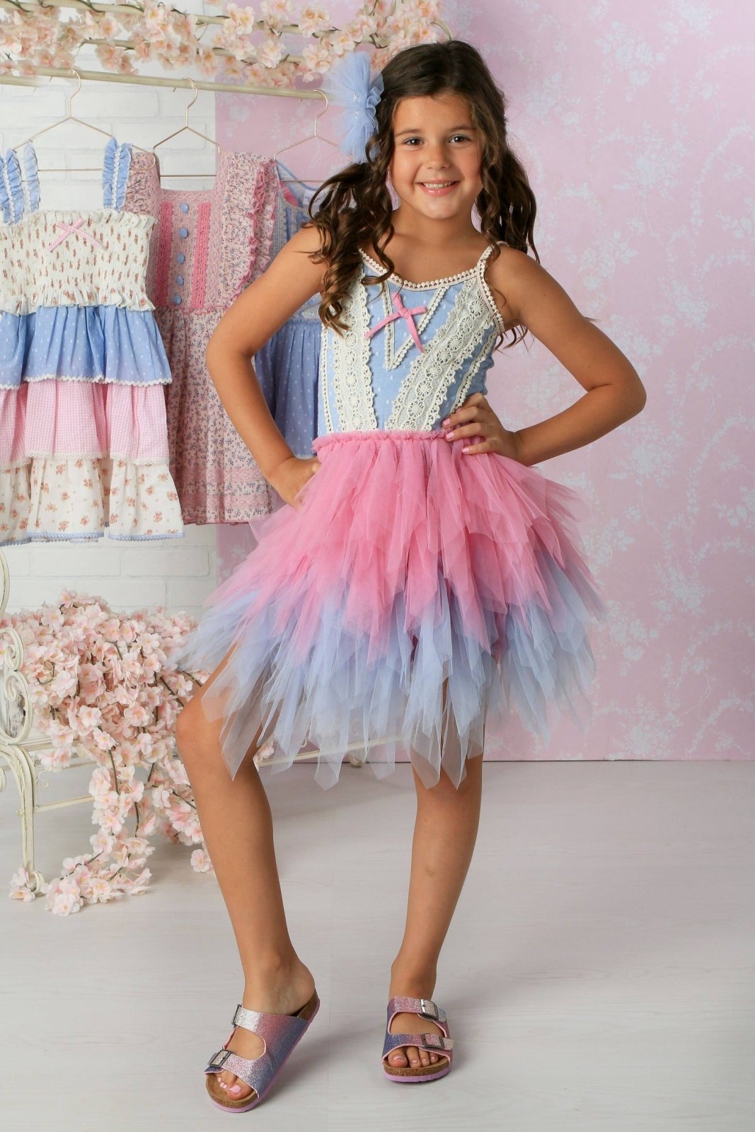 pink and blue tutu dress Pink Contrast With Blue Sequined Tutu Skirt main image 0