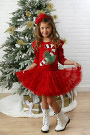 Ooh! La, La! Couture Girls Red Candy Cane Tutu Dress | HONEYPIEKIDS 