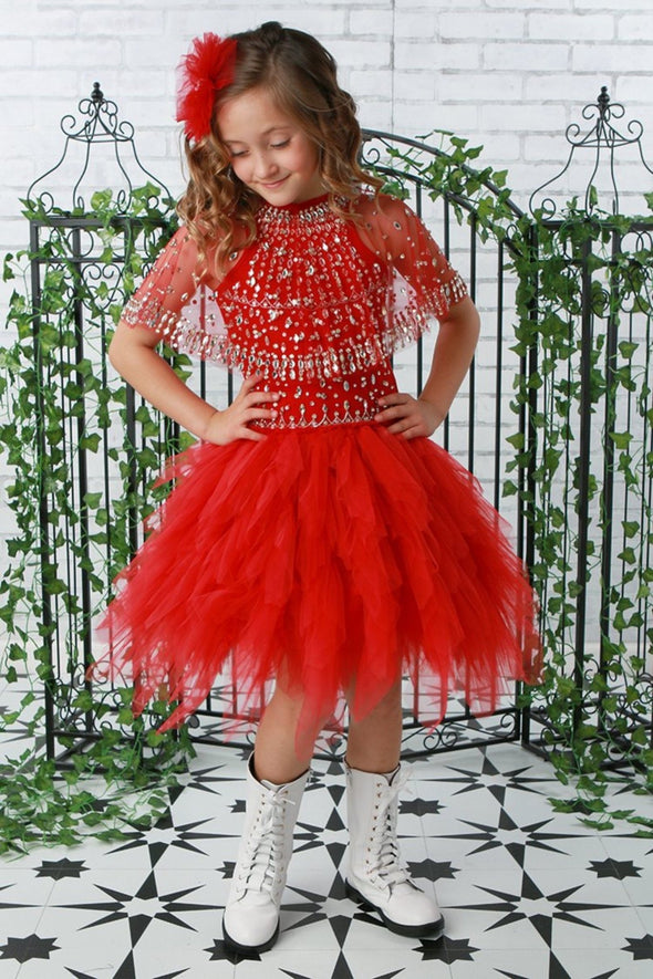 Ooh La La Couture Girls Red Emma Caplet | HONEYPIEKIDS | Kids Boutique Clothing