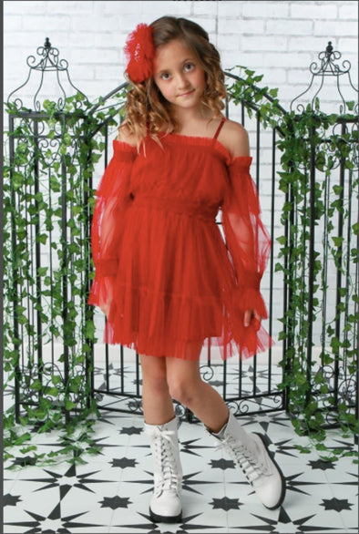 Ooh La La Couture Girls Ruby Red Avery Dress | HONEYPIEKIDS | Kids Boutique Clothing
