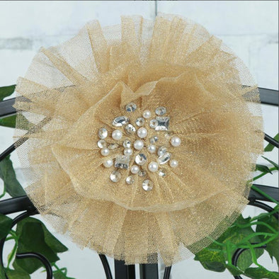 Ooh La La Couture Gold Sparkle Crystals & Pearls Flower Hair & Strap Clip | HONEYPIEKIDS | Kids Boutique Clothing