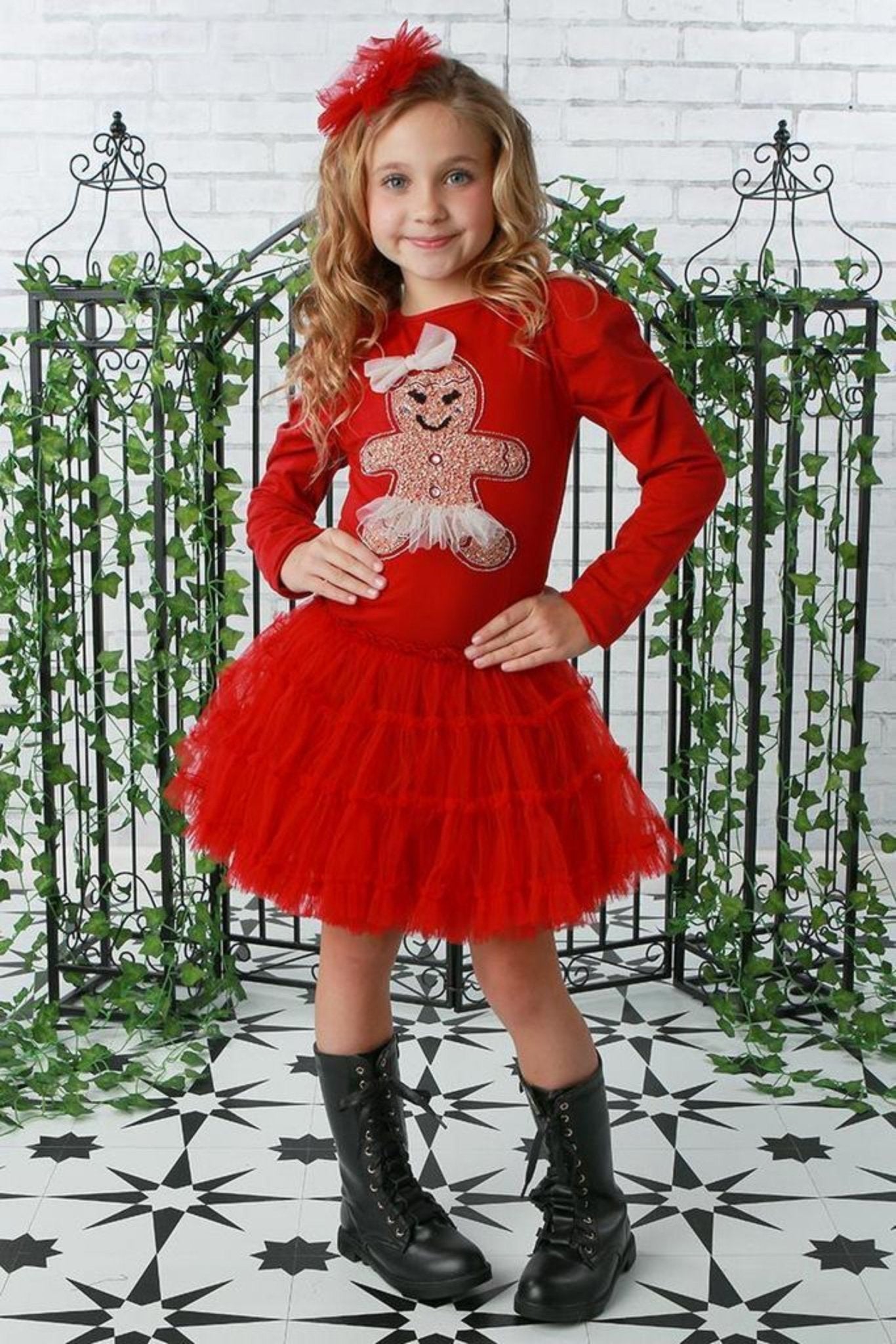 Ooh La La Couture Girls Red Gingerbread Tutu Dress