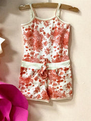 Ooh La La Couture Orange Toile Shorts Romper | HONEYPIEKIDS 