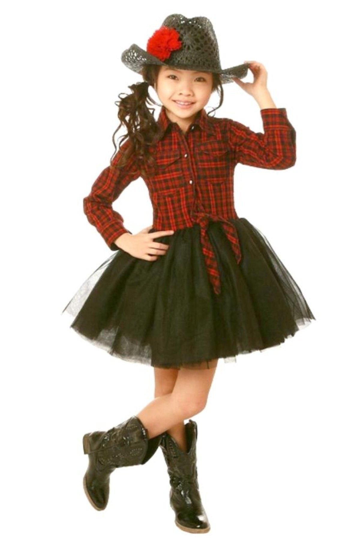 Ooh La La Couture Red Plaid Button Up Shirt Tutu Dress | HONEYPIEKIDS 