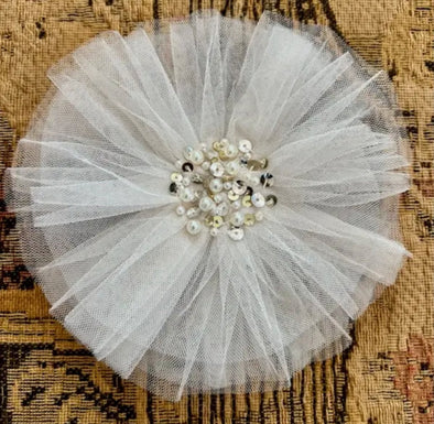 HONEYPIEKIDS | Ooh La La Couture White Crystals & Pearls Flower Hair & Strap Clip