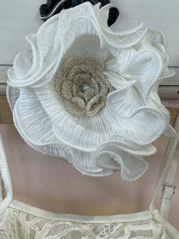 Ooh La La Couture White & Vanilla Lace Flower Hair & Strap Clip | HONEYPIEKIDS 