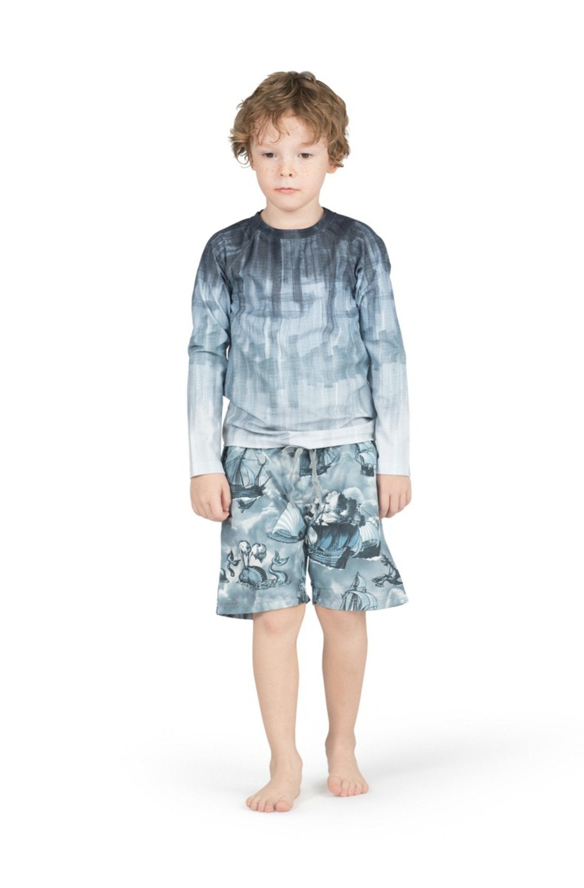 Paper Wings Boys Sailing High Blue Swim Board Shorts | HONEYPIEKIDS 