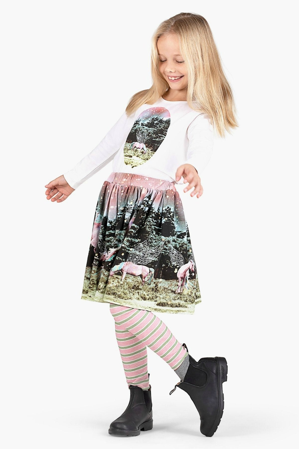 Paper Wings Dusk Border Skirt | HONEYPIEKIDS 