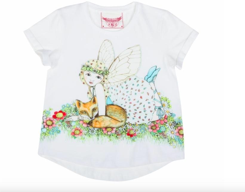 Paper Wings Girls Fox Fairy Loose Fit T-Shirt | HONEYPIEKIDS 