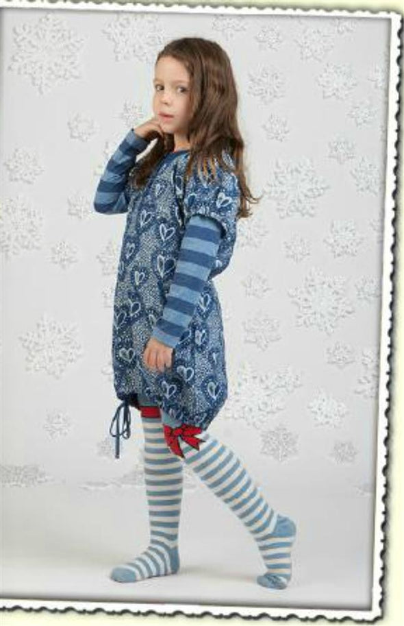 Paper Wings Blue Heart Smocked SS Dress | HONEYPIEKIDS | Kids Boutique Clothing