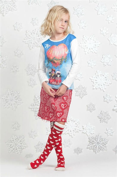 Paper Wings Pleated Denim Heart Skirt Radiant | HONEYPIEKIDS | Kids Boutique Clothing