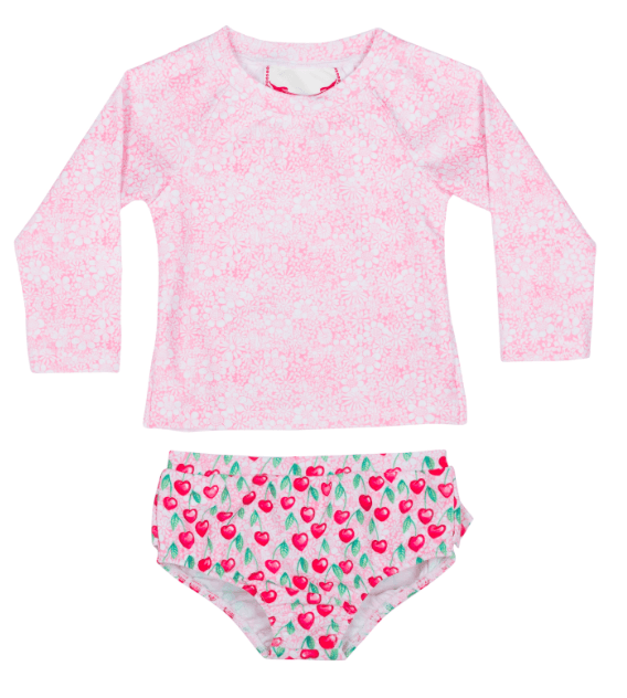 Paper Wings Infant Heart Cherries Rashie Swim Set | HONEYPIEKIDS 