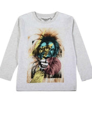 Paper Wings Lion Smile Boys Long Sleeve Organic Cotton Shirt | HONEYPIEKIDS 