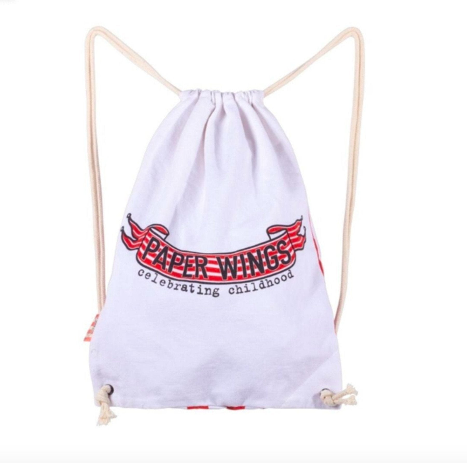 Paper Wings Logo Drawstring Tote | HONEYPIEKIDS 