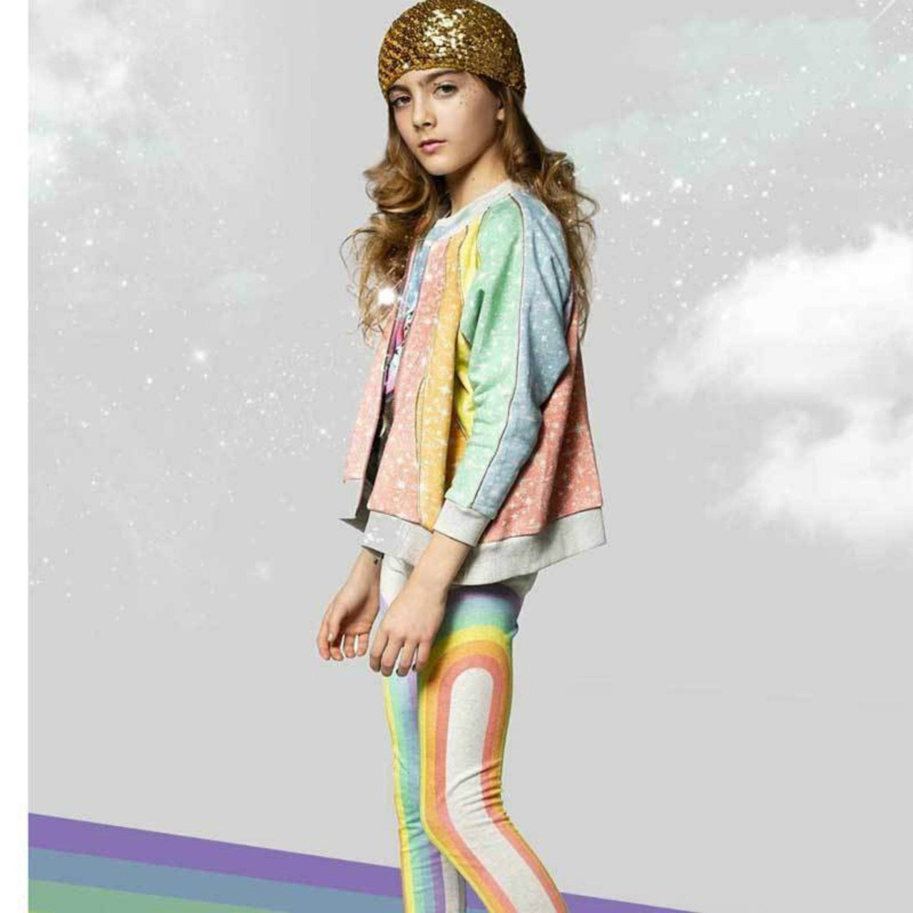 Paper Wings Organic Rainbows Girls Leggings | HONEYPIEKIDS 