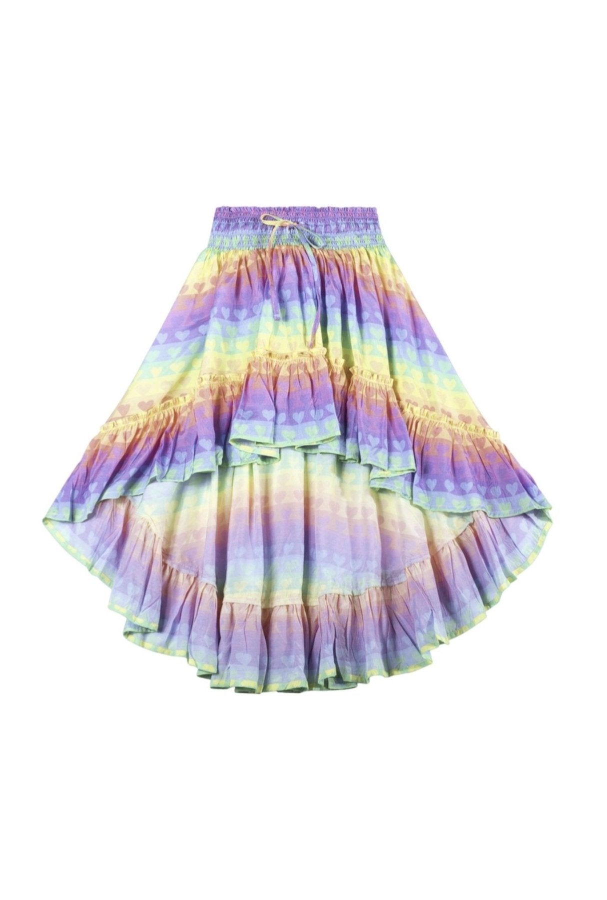 Paper Wings Rainbow High Low Maxi Skirt | HONEYPIEKIDS 