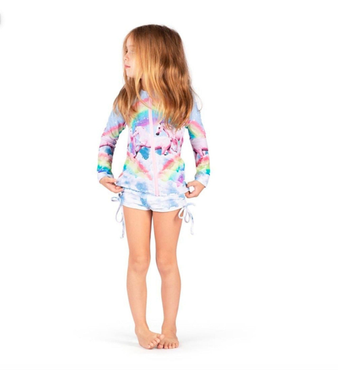 Paper Wings Rainbow Unicorn Rashie Swim Set | HONEYPIEKIDS 