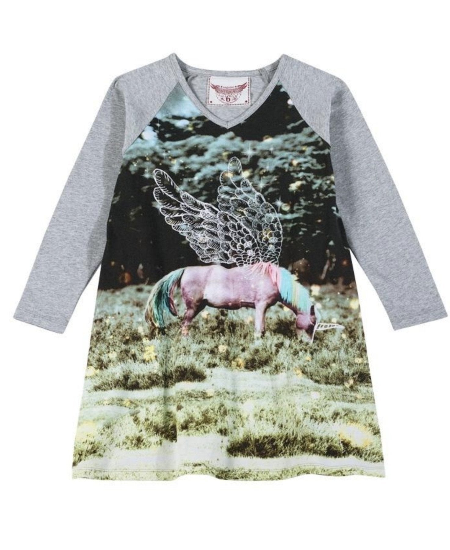 Paper Wings Unicorn at Dusk Raglan Dress | HONEYPIEKIDS 