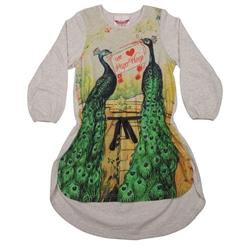 Paper Wings Vintage Peacock Drawstring dress | HONEYPIEKIDS 