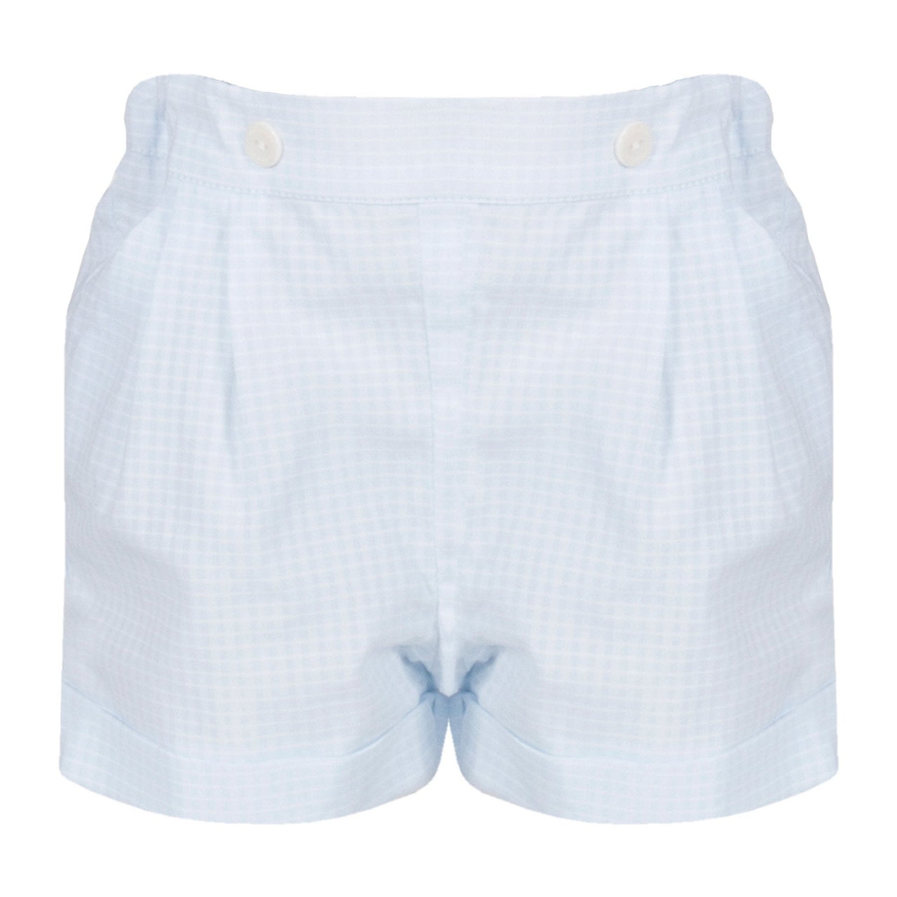 Patachou Baby Boys Collared Shirt and Shorts Set in Sky Blue Check Pattern | HONEYPIEKIDS 