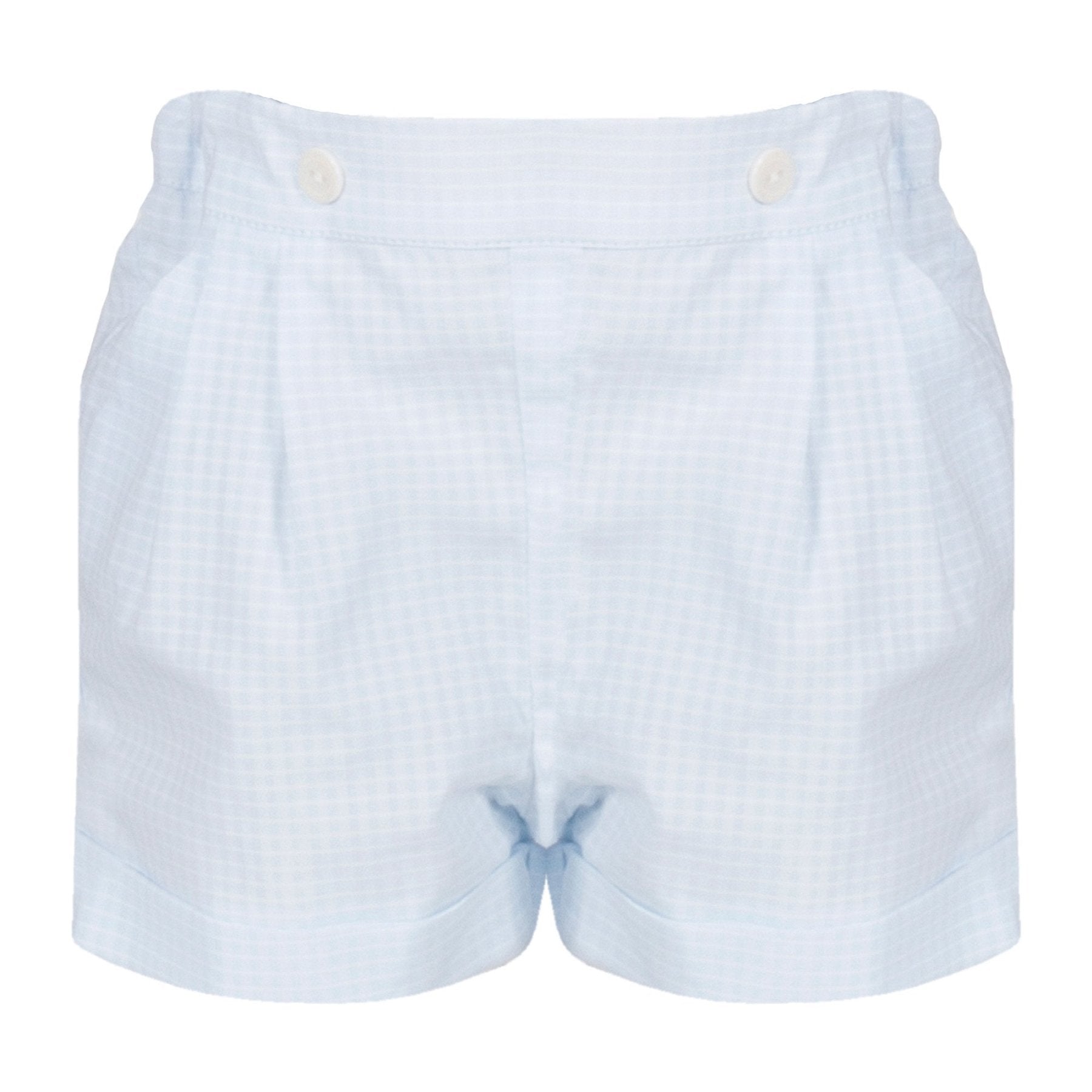 Patachou Baby Boys Collared Shirt and Shorts Set in Sky Blue Check Pattern | HONEYPIEKIDS 