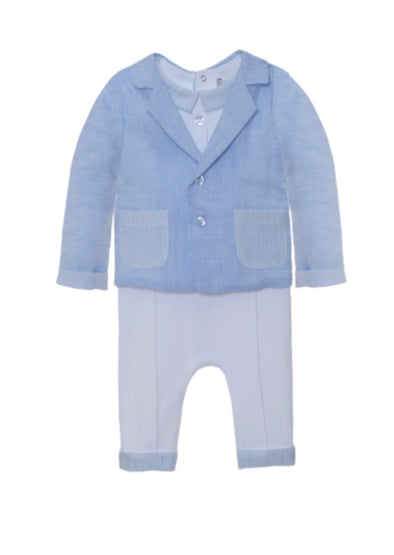 Patachou Baby Boys Special Occasion Blue & White Playsuit Set | HONEYPIEKIDS | Kids Boutique Clothing