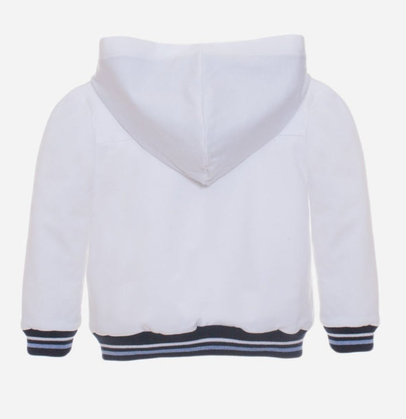 Patachou Boys White Logo Zip Up Hooded Jacket | HONEYPIEKIDS | Kids Boutique Clothing