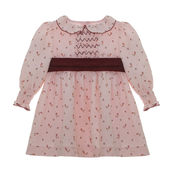 Patachou Baby & Toddler Girls Pink Holiday Floral Viyella Dress | HONEYPIEKIDS | Kids Boutique Clothing