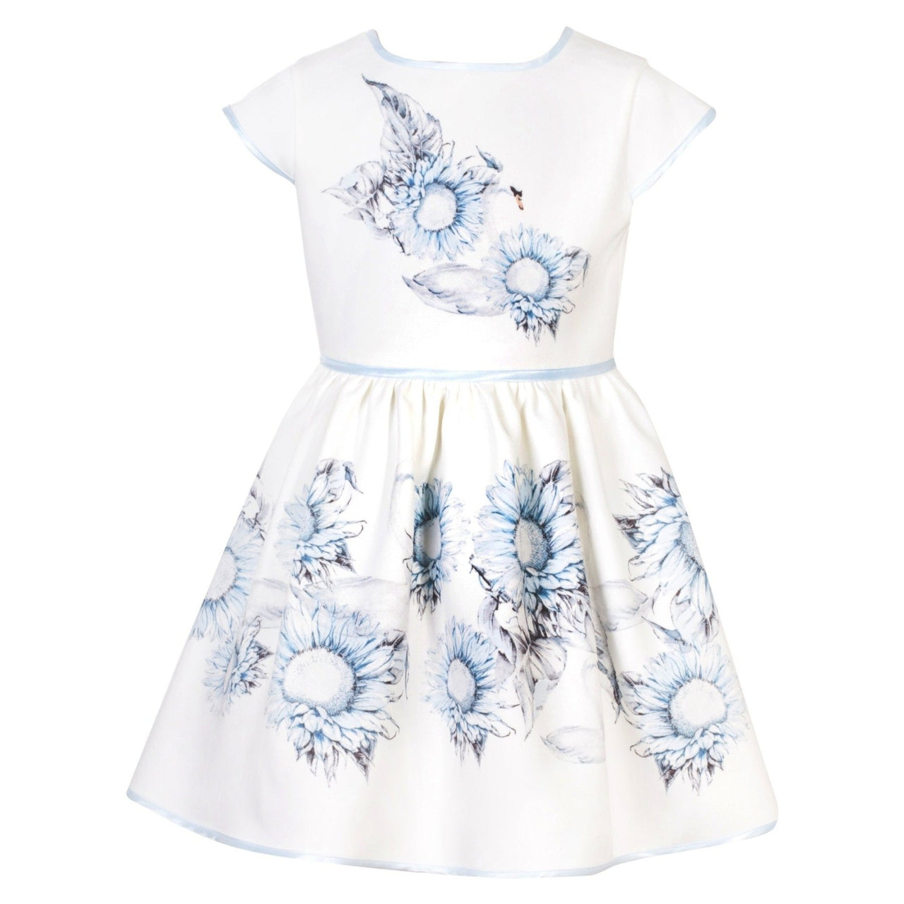 Patachou Girls Blue Botanical Flowers Printed Dress | HONEYPIEKIDS 