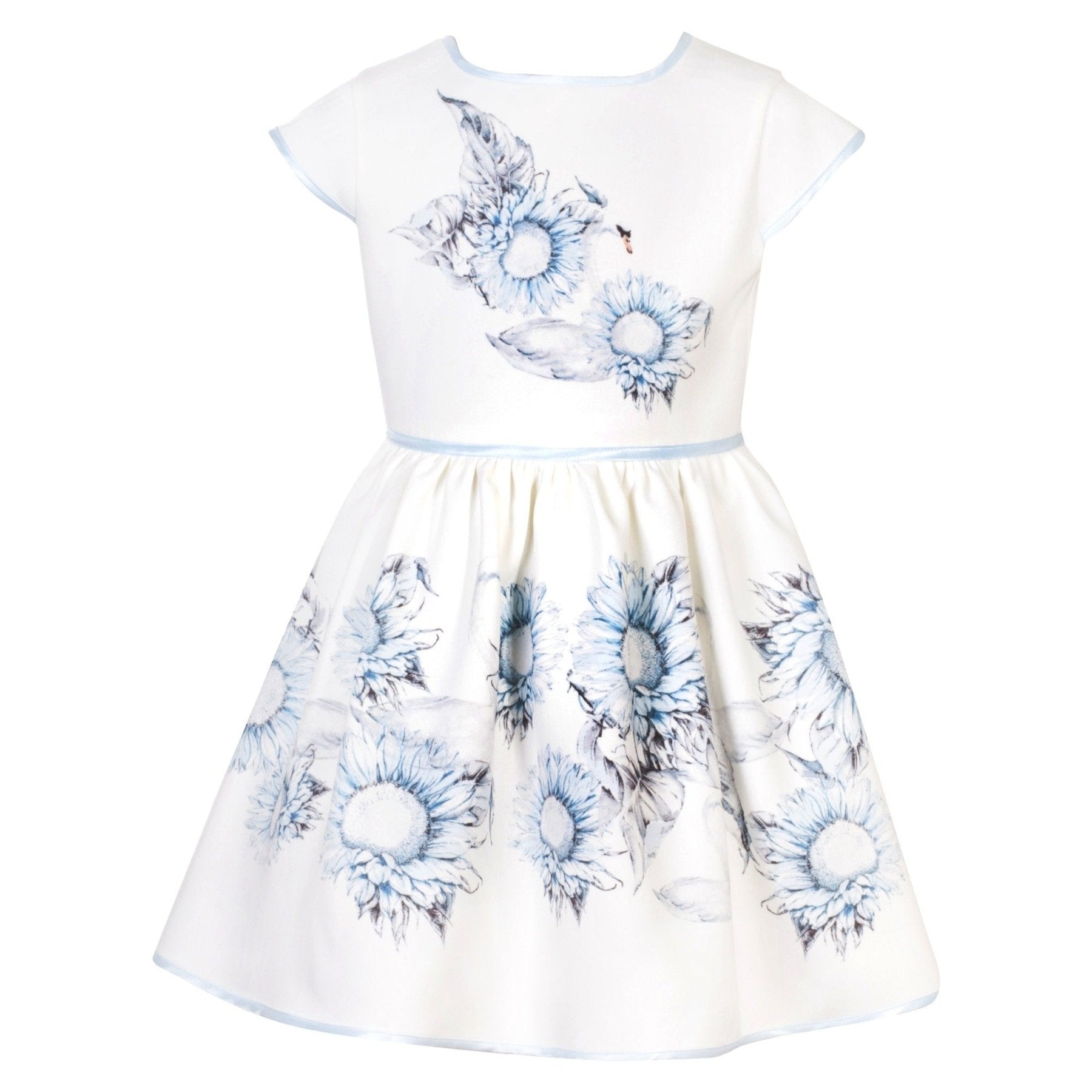 Patachou Girls Blue Botanical Flowers Printed Dress | HONEYPIEKIDS 