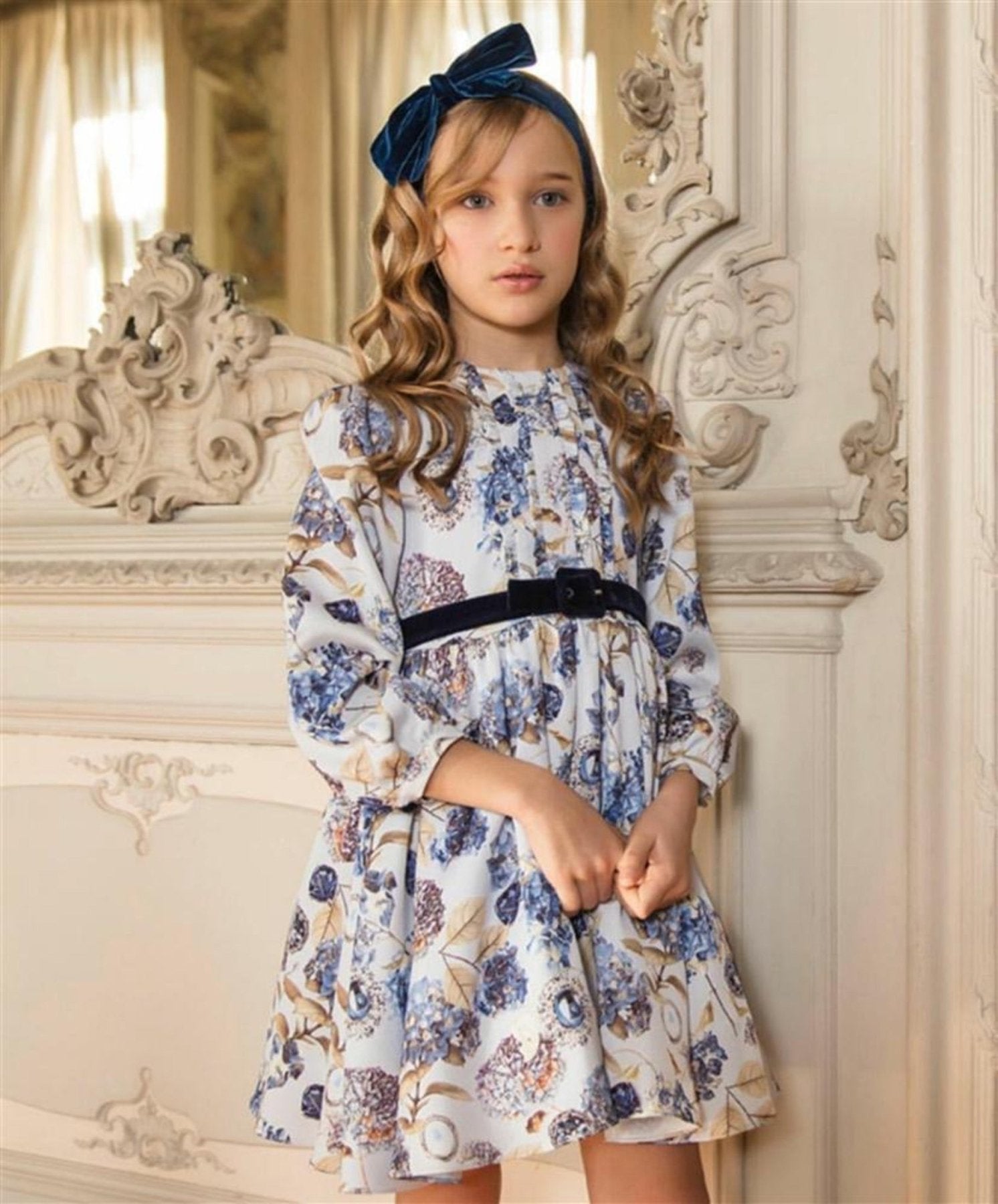 Patachou Girls Blue Flowers Dress | HONEYPIEKIDS 