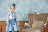 Patachou Girls Blue Satin & Flowers & Butterflies Dress | HONEYPIEKIDS | Kids Boutique Clothing