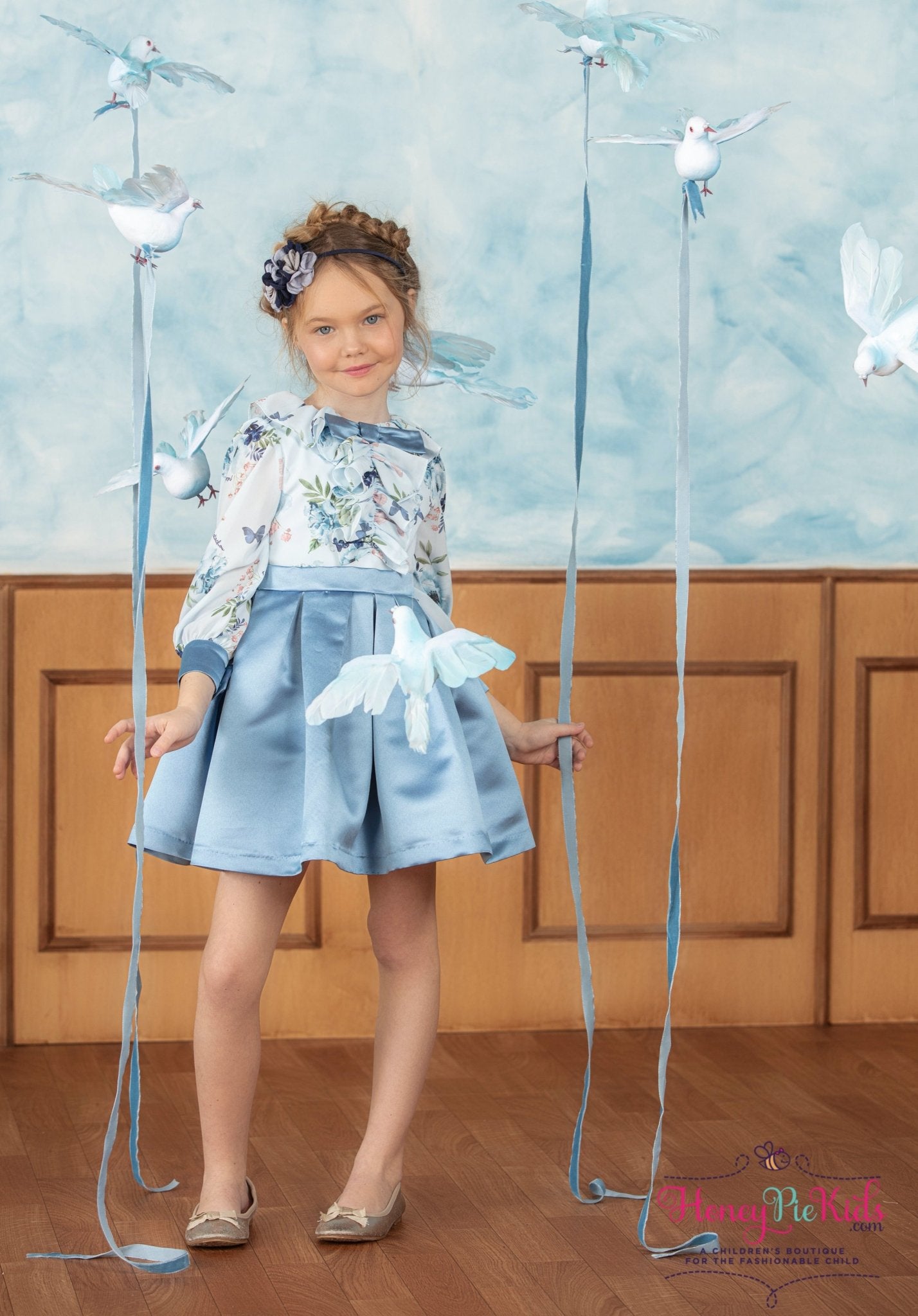 Patachou Girls Blue Flowers and Butterflies Dress | HONEYPIEKIDS 2 Patachou Girls Blue Flowers and Butterflies Dress | HONEYPIEKIDS 2