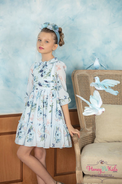 Patachou Girls Chiffon Flowers and Butterflies Dress | HONEYPIEKIDS | Kids Boutique Clothing