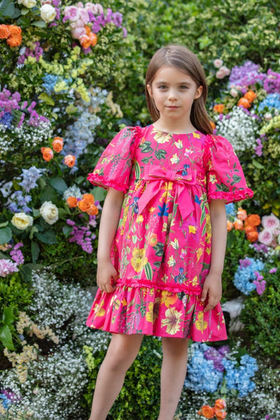 Patachou Girls EXCLUSIVE Botanic Fucshia Print Dress | HONEYPIEKIDS | Kids Boutique Clothing
